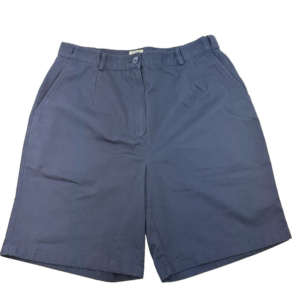 LL Bean Original Fit Chino Bermuda Shorts 9" Navy Cotton 274910 Women Regular 16
